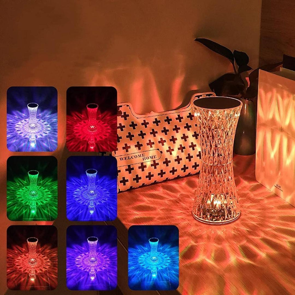Rechargeable Crystal Table Lamp with Touch Control – LED Bedside Night Light