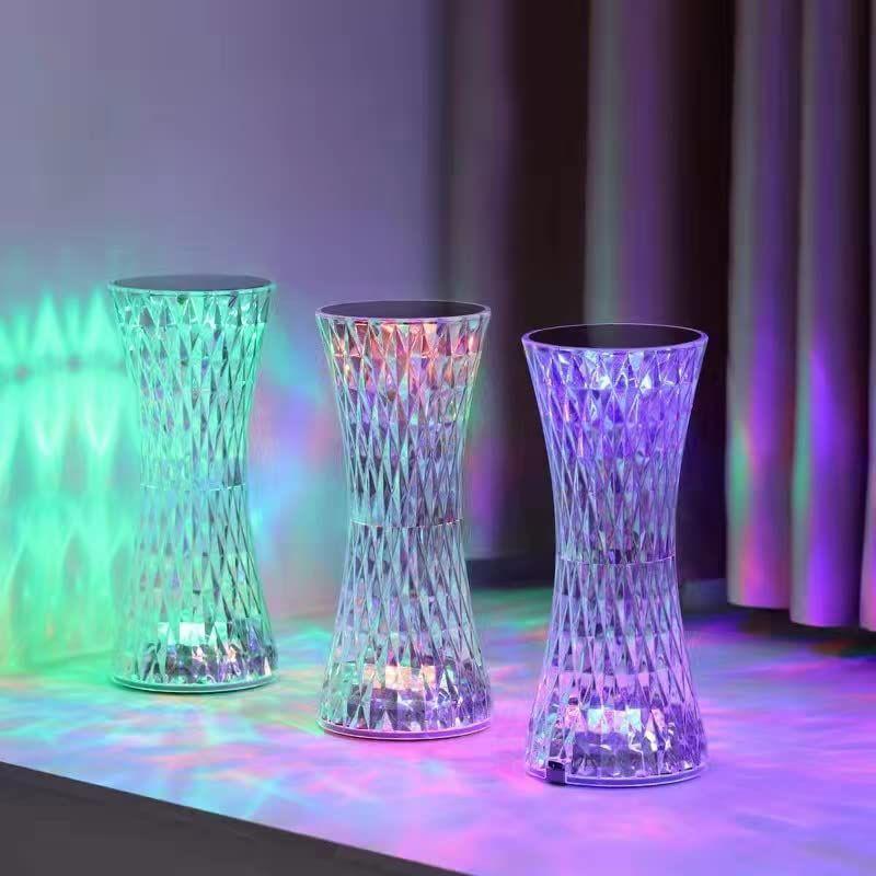 Rechargeable Crystal Table Lamp with Touch Control – LED Bedside Night Light