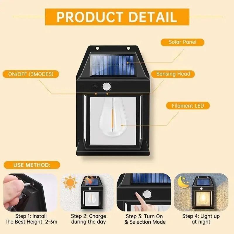 Solar Induction Wall Lamp – Motion Sensor Outdoor Waterproof LED Security Light