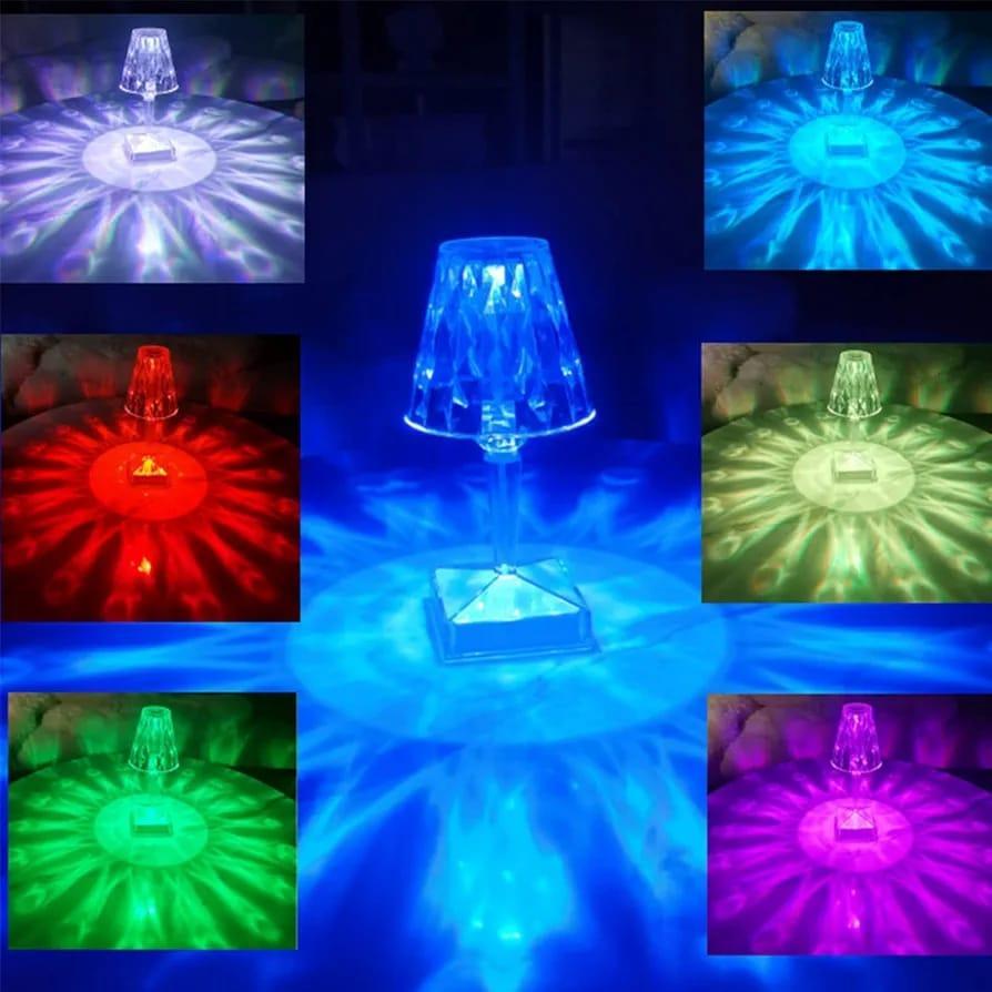 Rechargeable Crystal Table Lamp – 16 Color LED Night Light with Remote Control