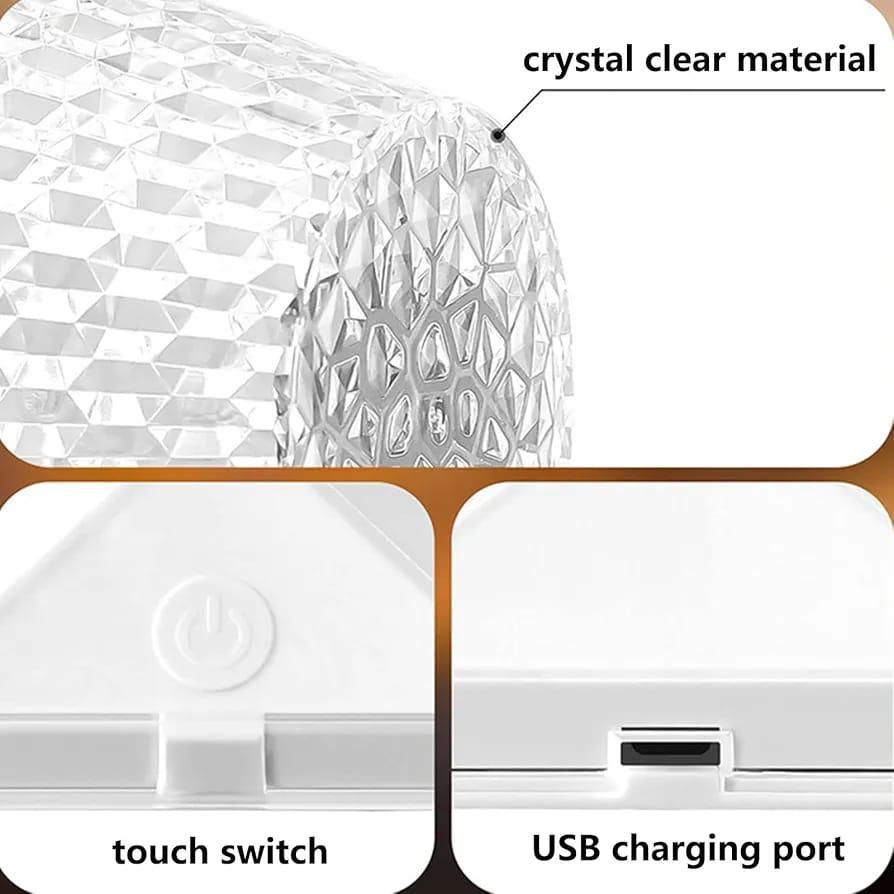 Rechargeable Crystal Table Lamp – 16 Color LED Night Light with Remote Control