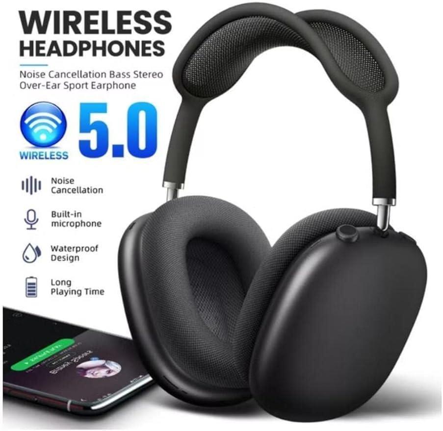 Wireless Black Over-Ear Headphones | Lightweight & Comfortable Fit-Black Over-Ear Headphones – Lightweight & Comfortable ABS Plastic Design-