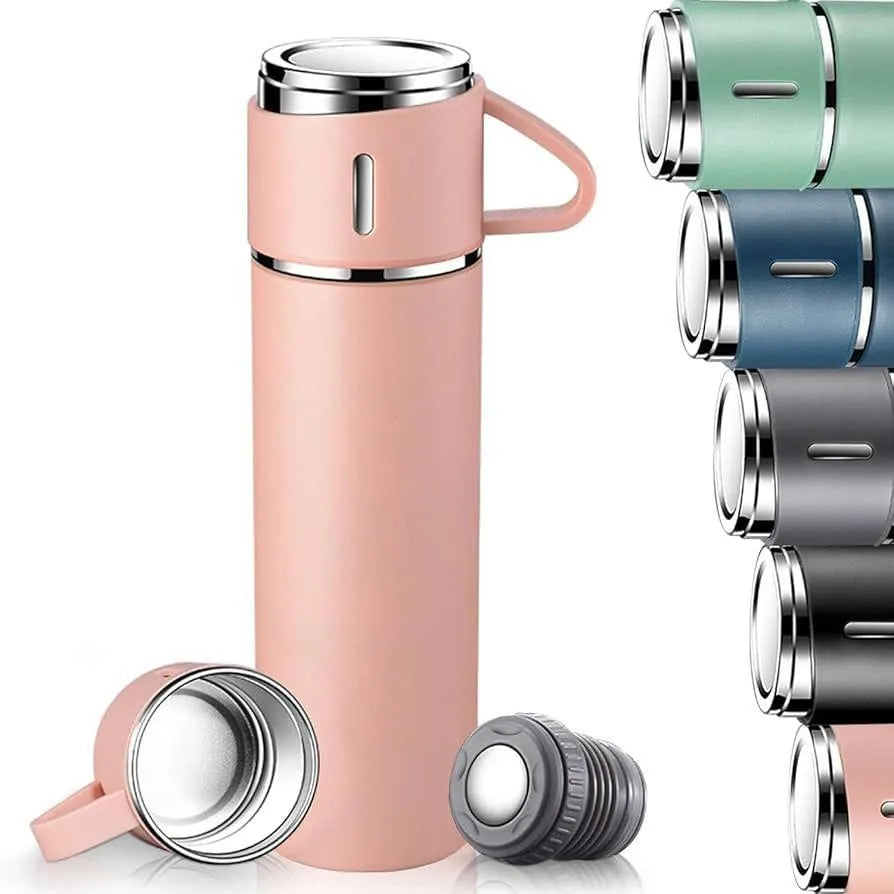 Vacuum Flask Set 500ml Stainless Steel Hot Cold 500ml Stainless Steel Vacuum Flask Set – Keeps Drinks Hot & Cold for Hours