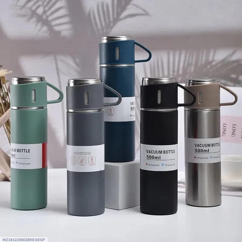 Vacuum Flask Set 500ml Stainless Steel Hot Cold 500ml Stainless Steel Vacuum Flask Set – Keeps Drinks Hot & Cold for Hours