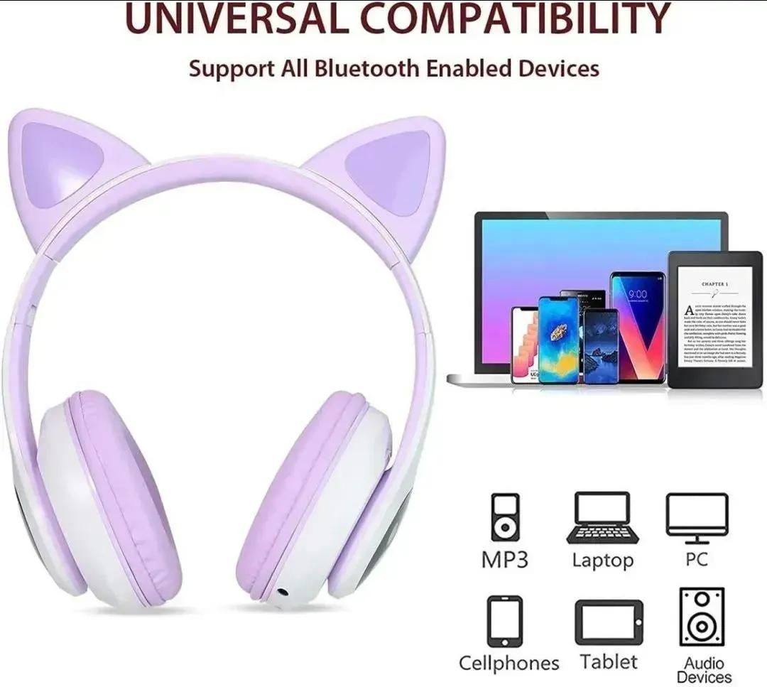 cat ear headphones, LED headphones, RGB light headphones, wireless Bluetooth headphones, cute headphones for girls