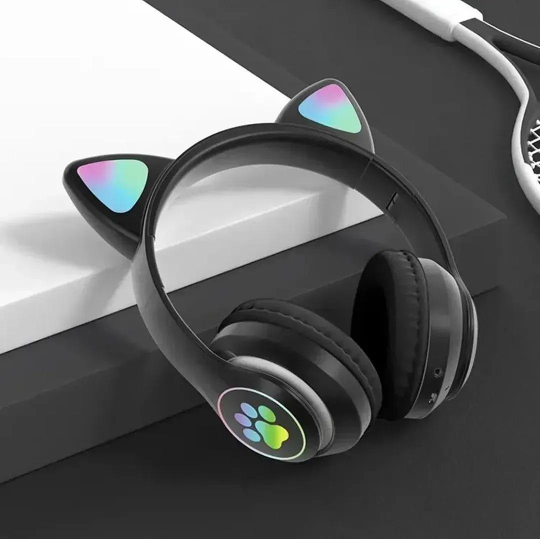 cat ear headphones, LED headphones, RGB light headphones, wireless Bluetooth headphones, cute headphones for girls