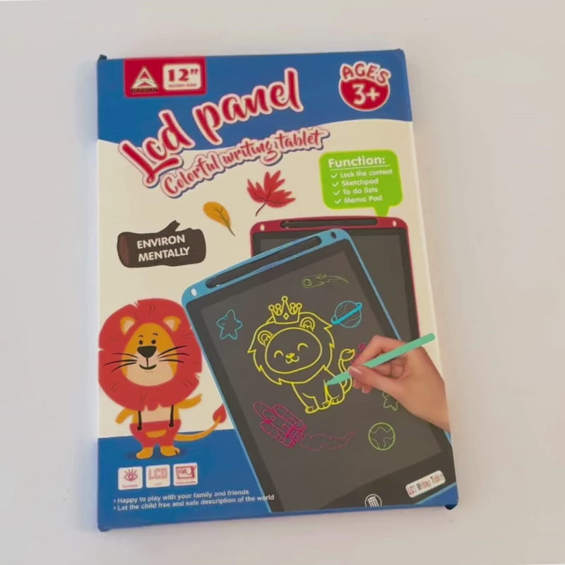 12-Inch Multi-Color LCD Writing Tablet | Top Quality | Reusable Drawing & Note-Taking Tool for Kids | Random Colors YM