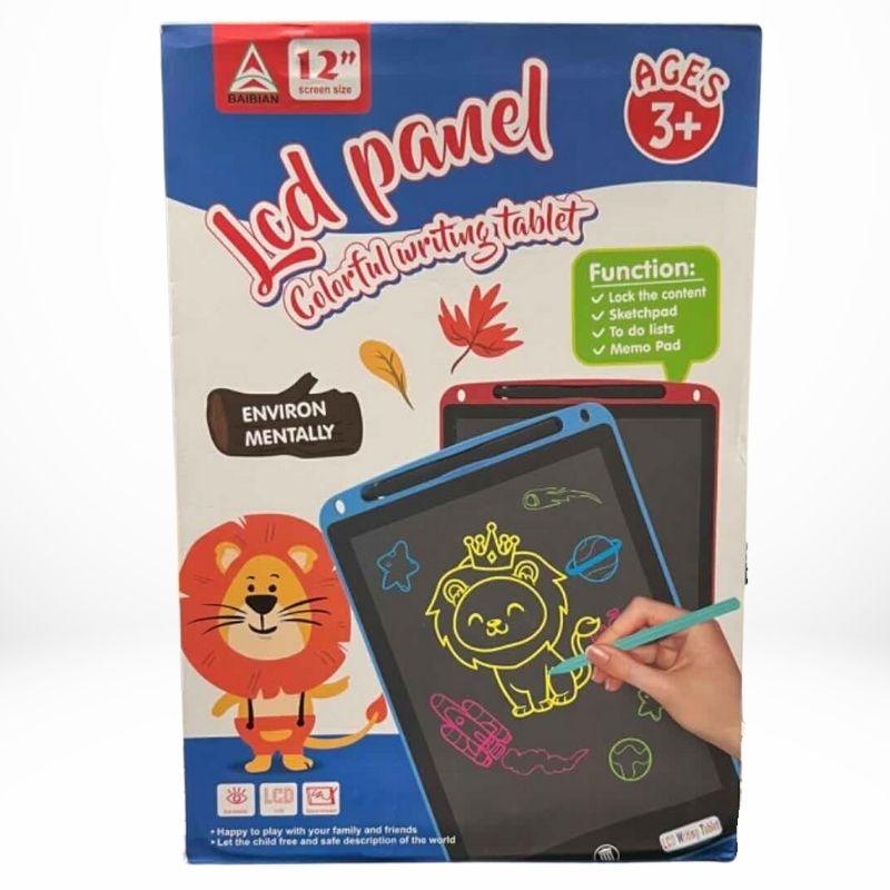 12-Inch Multi-Color LCD Writing Tablet | Top Quality | Reusable Drawing & Note-Taking Tool for Kids | Random Colors YM