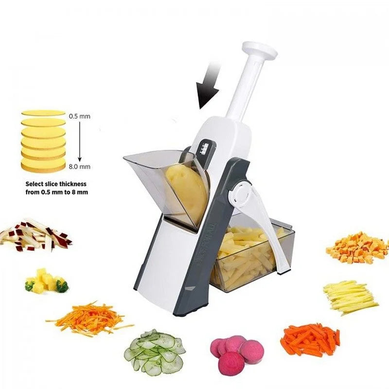 Brava Spring Vegetable Slicer Chopper | Manual Mandoline Cutter Grinder | Multi-Function Fruit & Vegetable Slicer YM