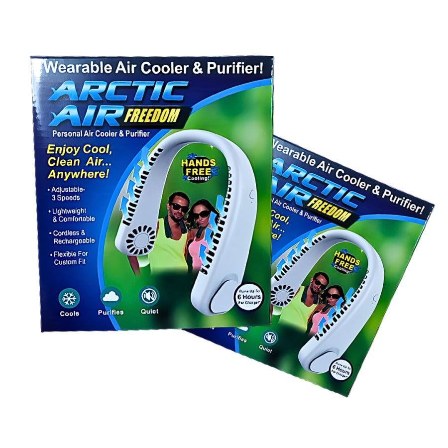 Arctic Air Freedom Wearable Neck Fan & Air Purifier | USB Rechargeable 3-Speed Personal Cooler for Indoor Outdoor Travel YM