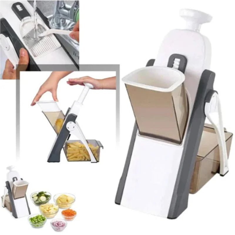 Brava Spring Vegetable Slicer Chopper | Manual Mandoline Cutter Grinder | Multi-Function Fruit & Vegetable Slicer YM