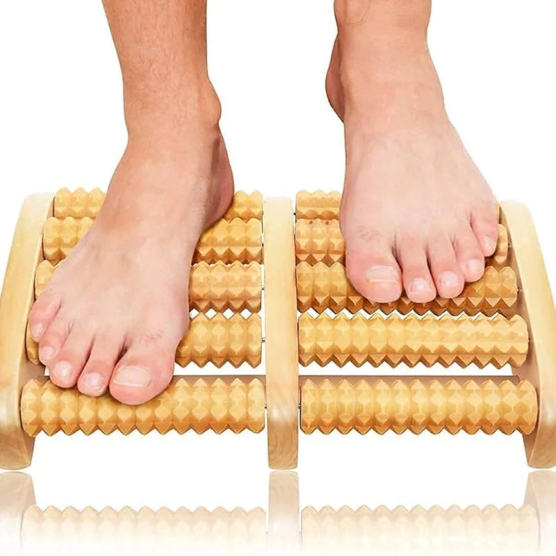 Wooden Foot Roller Massager | Manual Reflexology Therapy Tool for Pain Relief, Stress Relaxation & Foot Care YM