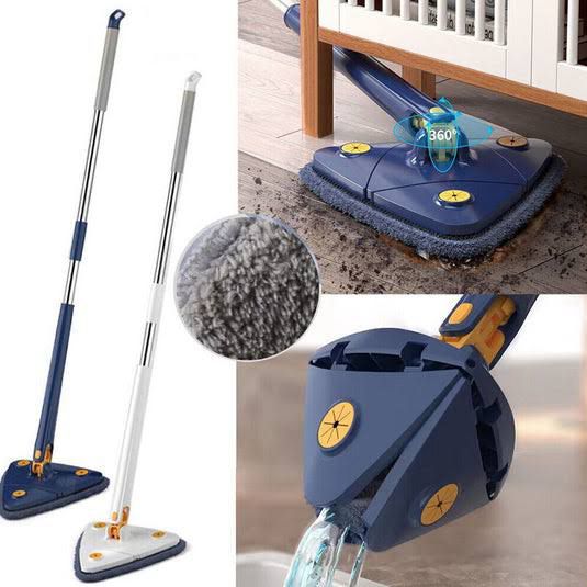 360° Twist Rotatable Triangle Mop with Long Handle Auto Squeeze Design for Floor, Wall, and Ceiling Cleaning YM