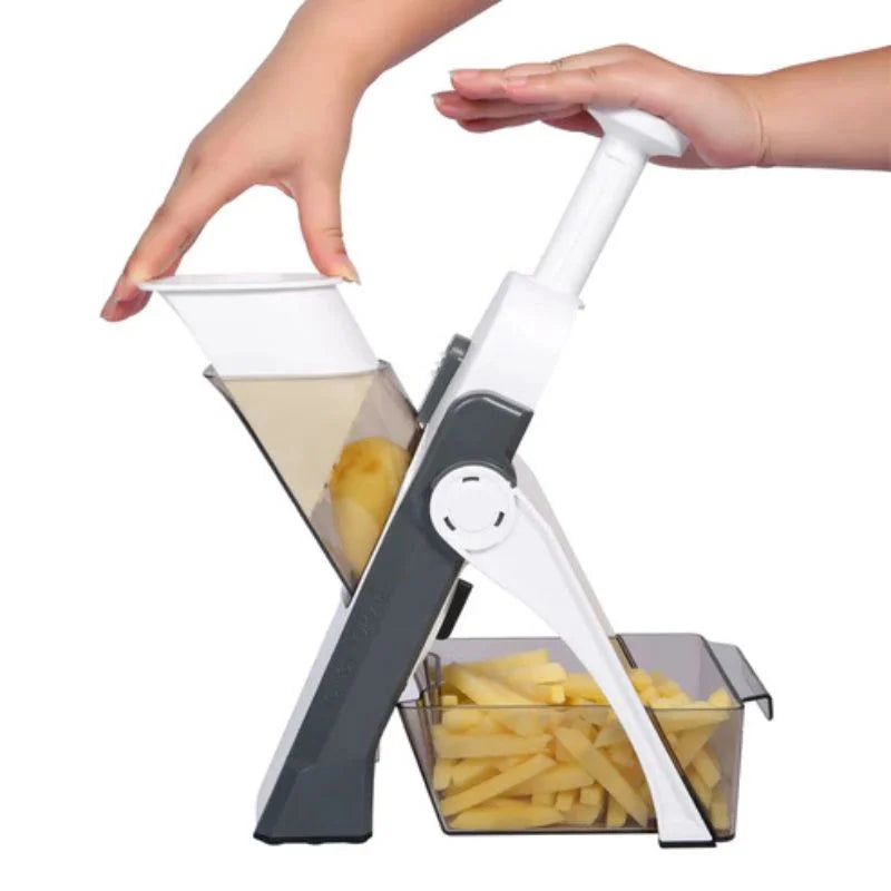 Brava Spring Vegetable Slicer Chopper | Manual Mandoline Cutter Grinder | Multi-Function Fruit & Vegetable Slicer YM