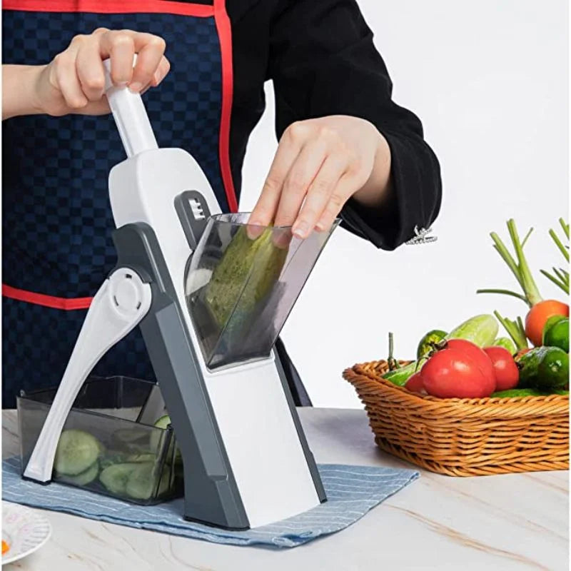 Brava Spring Vegetable Slicer Chopper | Manual Mandoline Cutter Grinder | Multi-Function Fruit & Vegetable Slicer YM