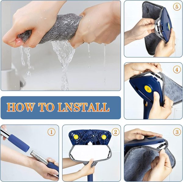 360° Twist Rotatable Triangle Mop with Long Handle Auto Squeeze Design for Floor, Wall, and Ceiling Cleaning YM