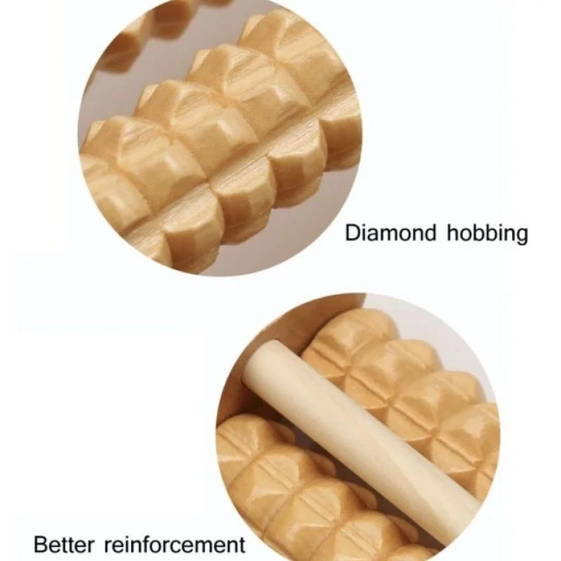 Wooden Foot Roller Massager | Manual Reflexology Therapy Tool for Pain Relief, Stress Relaxation & Foot Care YM
