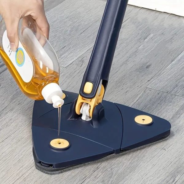360° Twist Rotatable Triangle Mop with Long Handle Auto Squeeze Design for Floor, Wall, and Ceiling Cleaning YM
