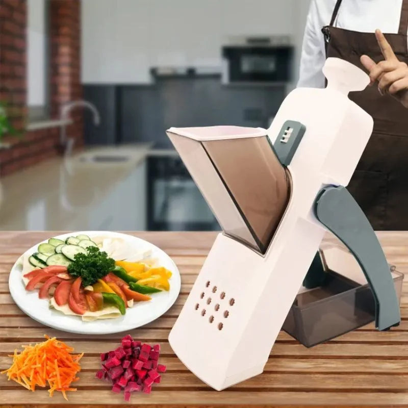 Brava Spring Vegetable Slicer Chopper | Manual Mandoline Cutter Grinder | Multi-Function Fruit & Vegetable Slicer YM