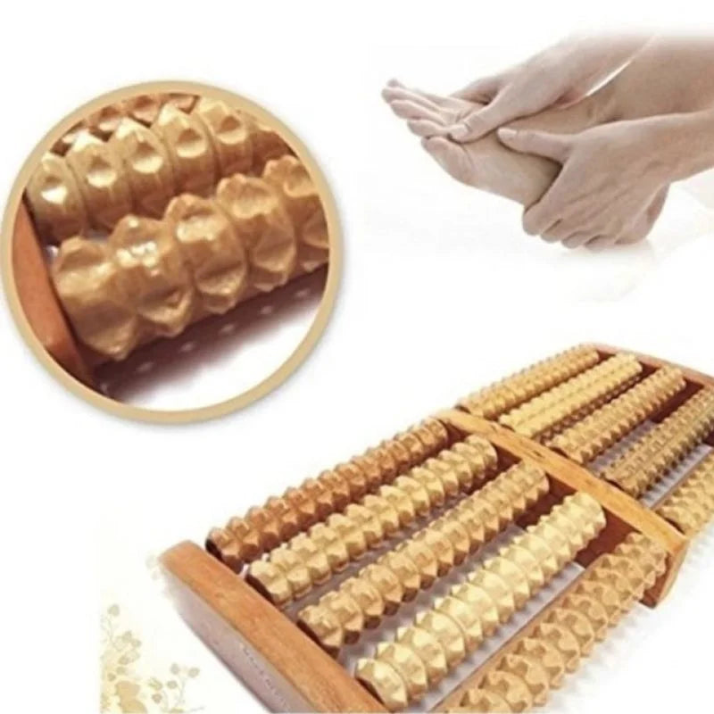 Wooden Foot Roller Massager | Manual Reflexology Therapy Tool for Pain Relief, Stress Relaxation & Foot Care YM