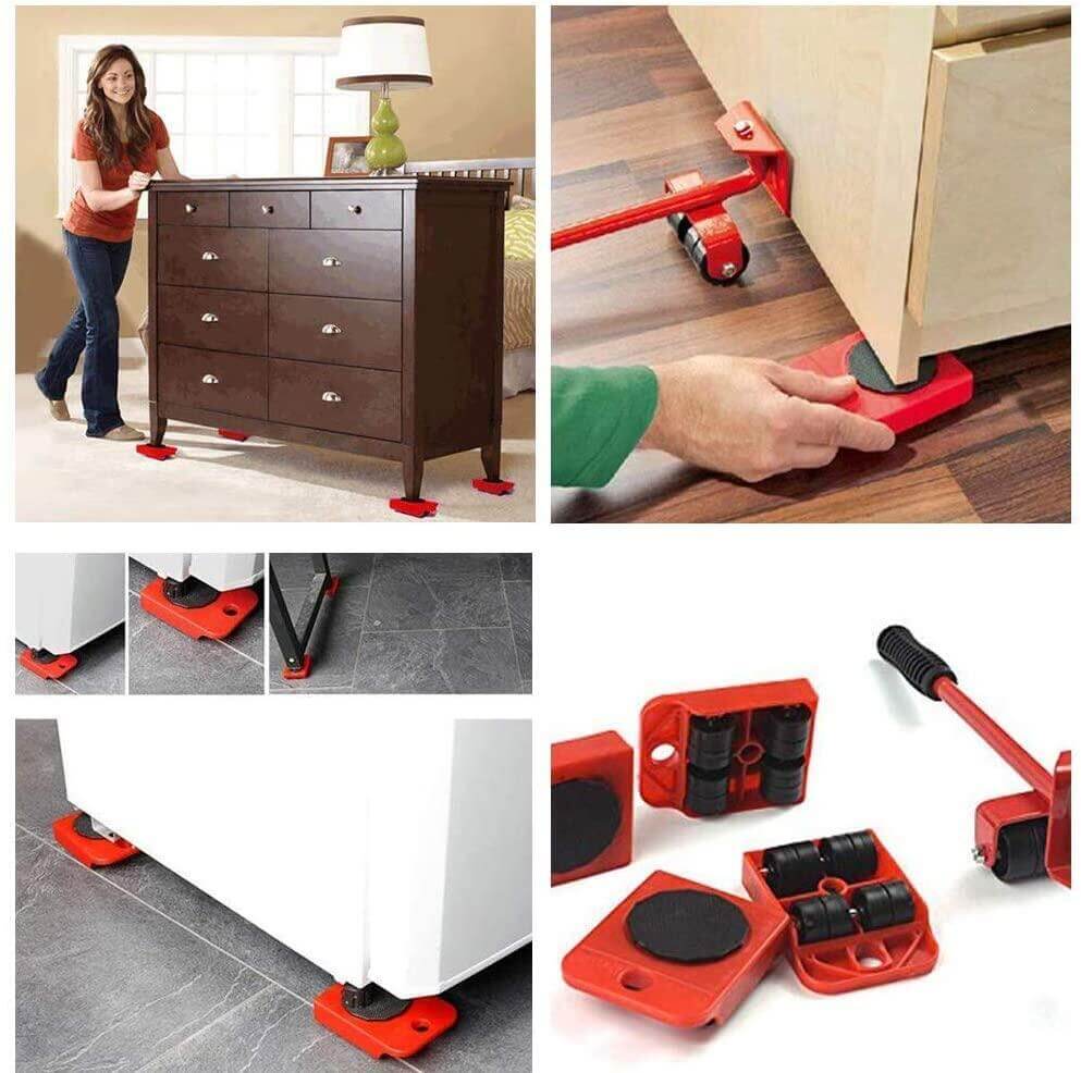 5-in-1 Heavy Furniture Mover Tool Set with Lifter & 360° Rollers YM