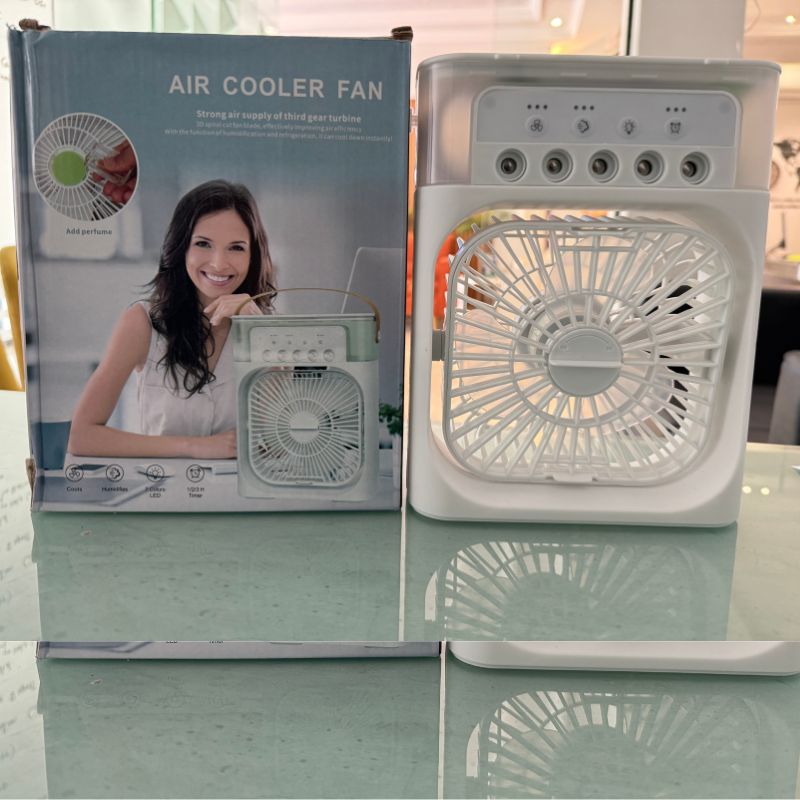 9 Inch Mist Fan | Portable Air Conditioner Fan | Mist Water, And Humidifier Function | Led Night Light Water Mist | Random Color YM